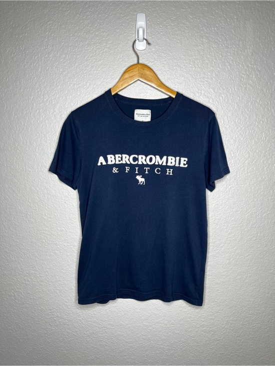 Abercrombie & Fitch Tops - Abercrombie & Fitch Soft A&F Navy Logo T Shirt XS Y2K Preppy Blue OVERSIZED